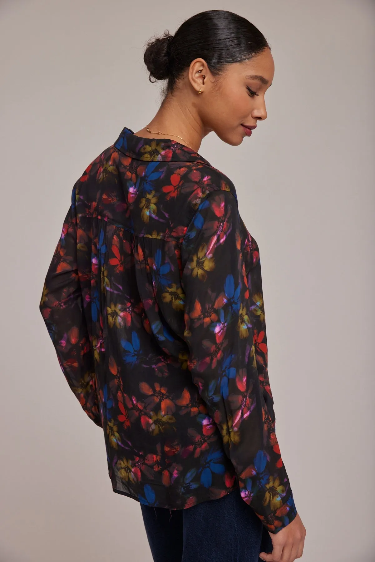 Rounded Hem Button Down Shirt - Evening Garden Print sold by Bella Dahl product image thumbnail 3