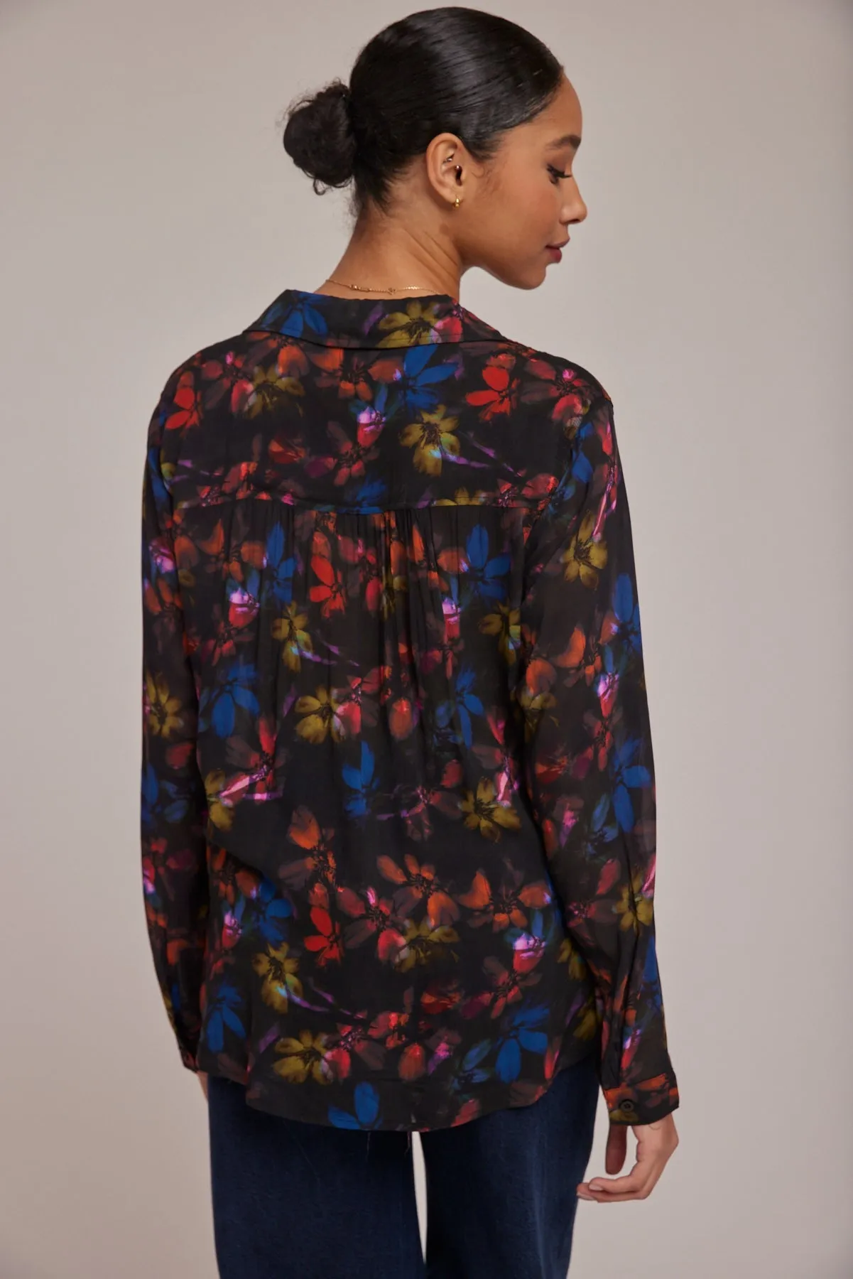 Rounded Hem Button Down Shirt - Evening Garden Print sold by Bella Dahl product image thumbnail 2