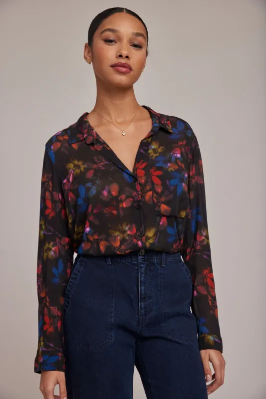 Rounded Hem Button Down Shirt - Evening Garden Print sold by Bella Dahl