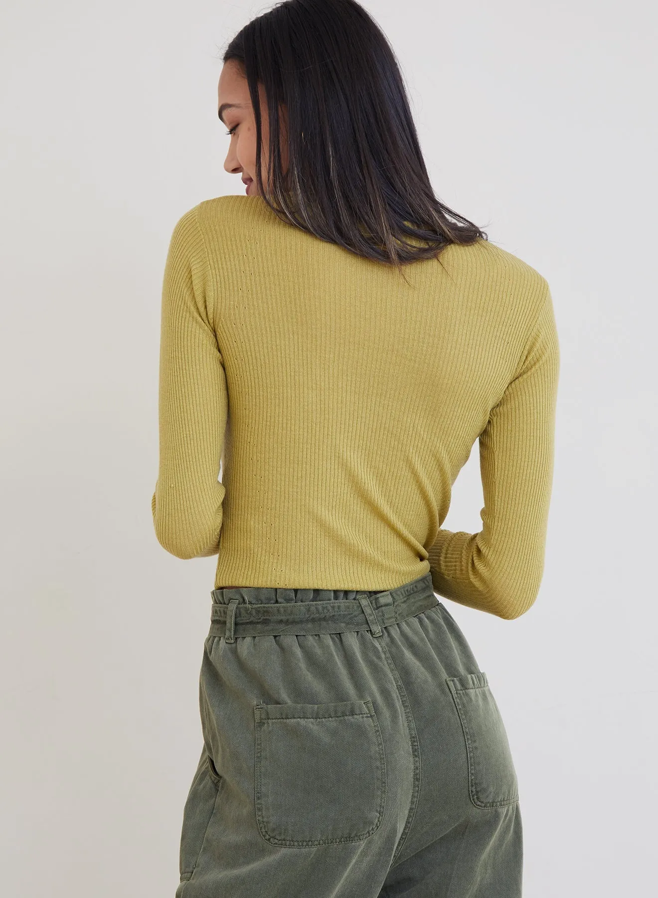 Ribbed Wool Blend Crew Neck Sweater - Golden Spruce sold by Bella Dahl product image thumbnail 2