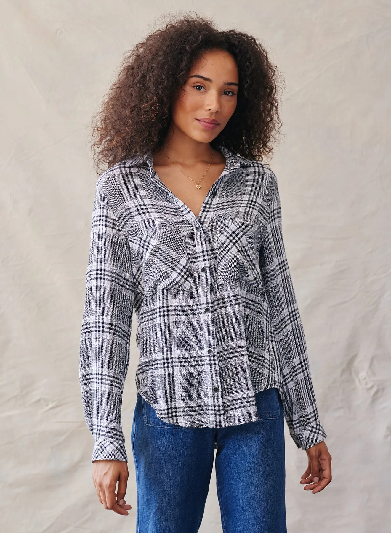 Two Pocket Shirt - Houndstooth Plaid sold by Bella Dahl