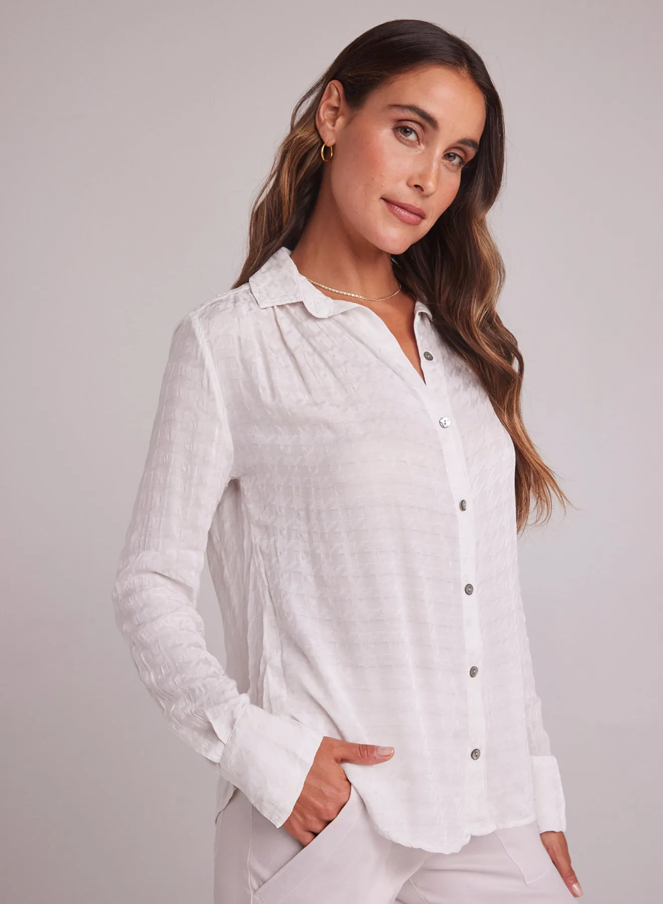Houndstooth Button Down Shirt - Soft Alabaster sold by Bella Dahl product image thumbnail 3