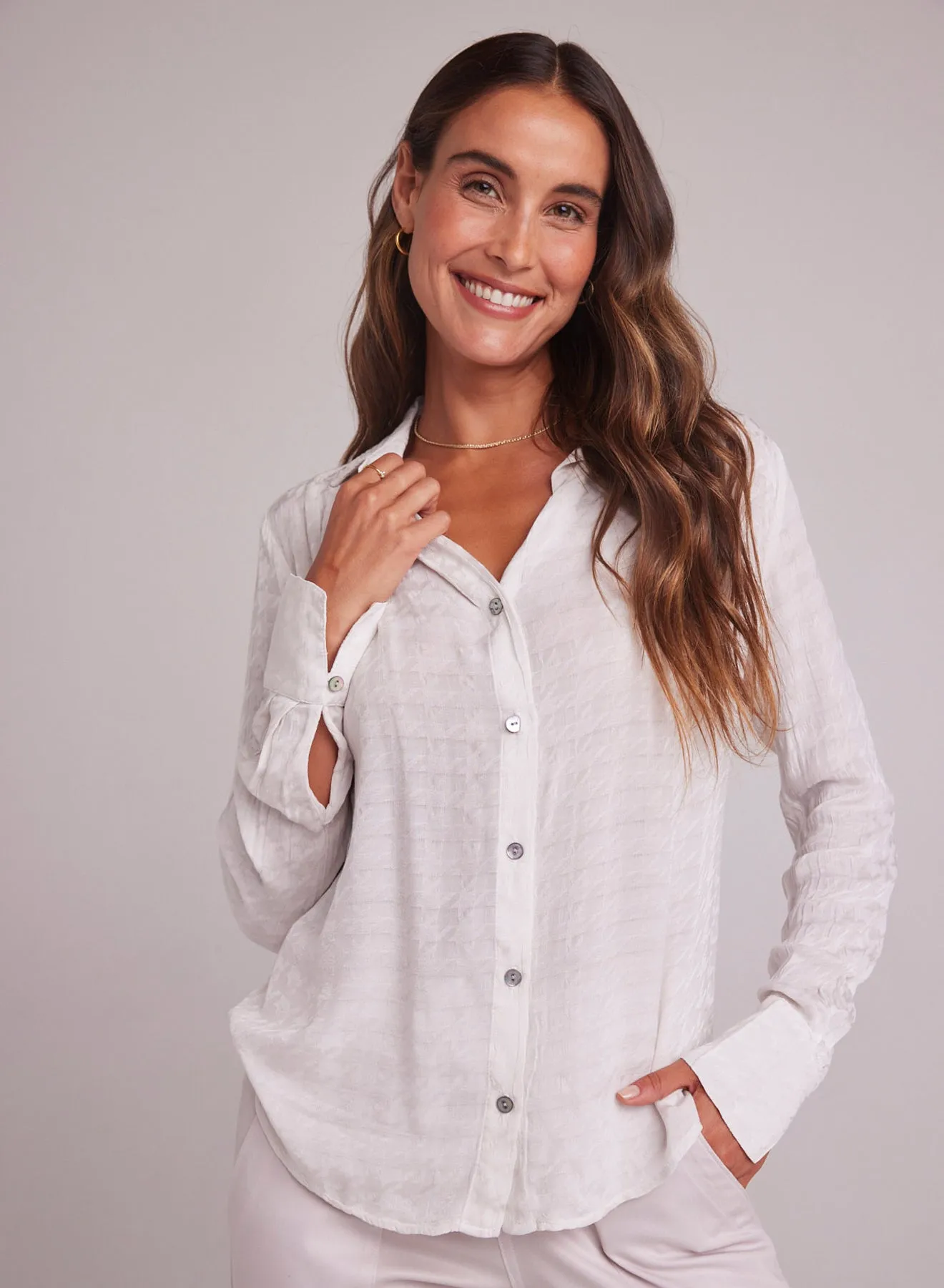 Houndstooth Button Down Shirt - Soft Alabaster sold by Bella Dahl