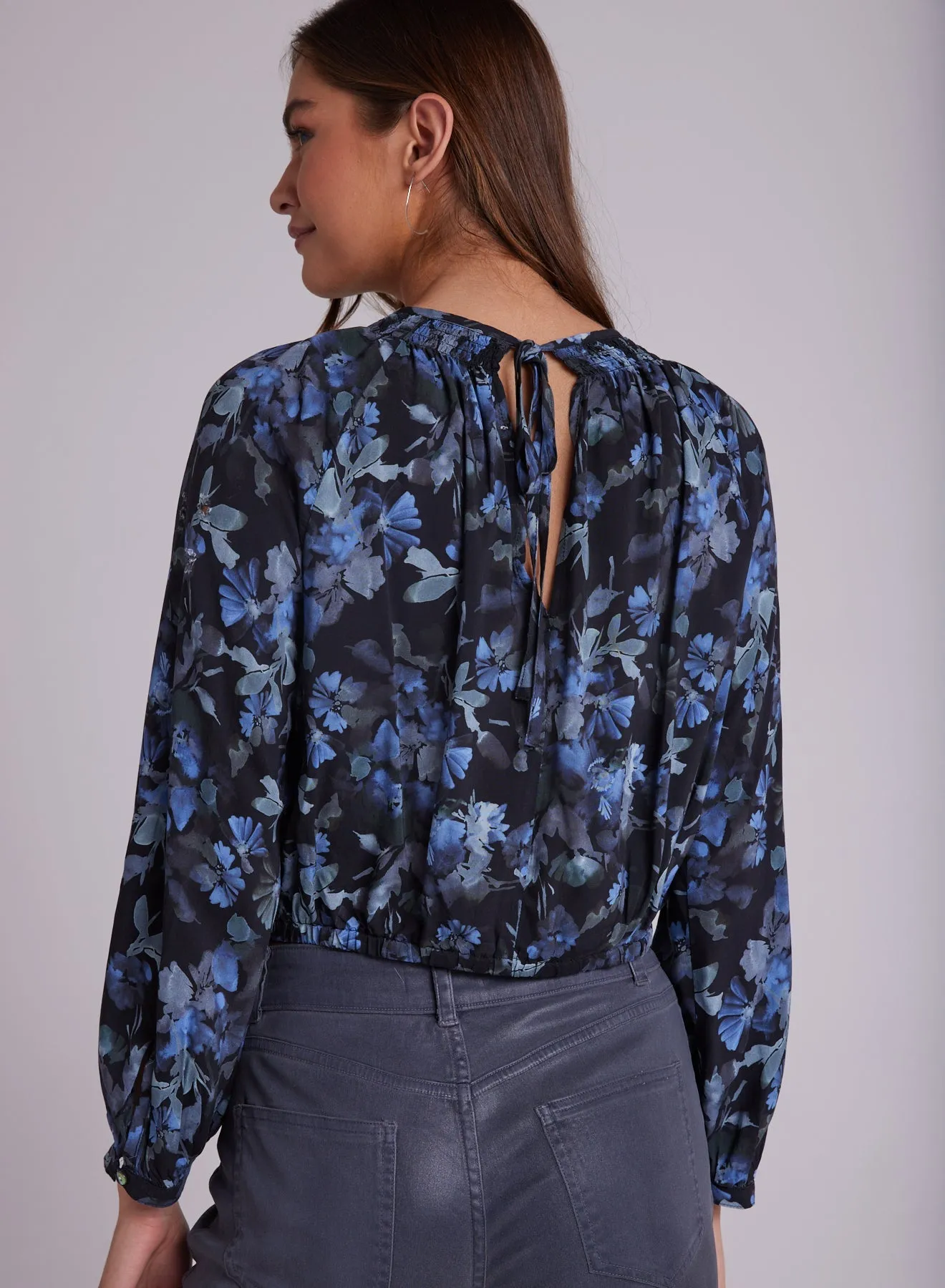 Floral Tie Back Smocked Top - Floral Frosted Print sold by Bella Dahl product image thumbnail 3