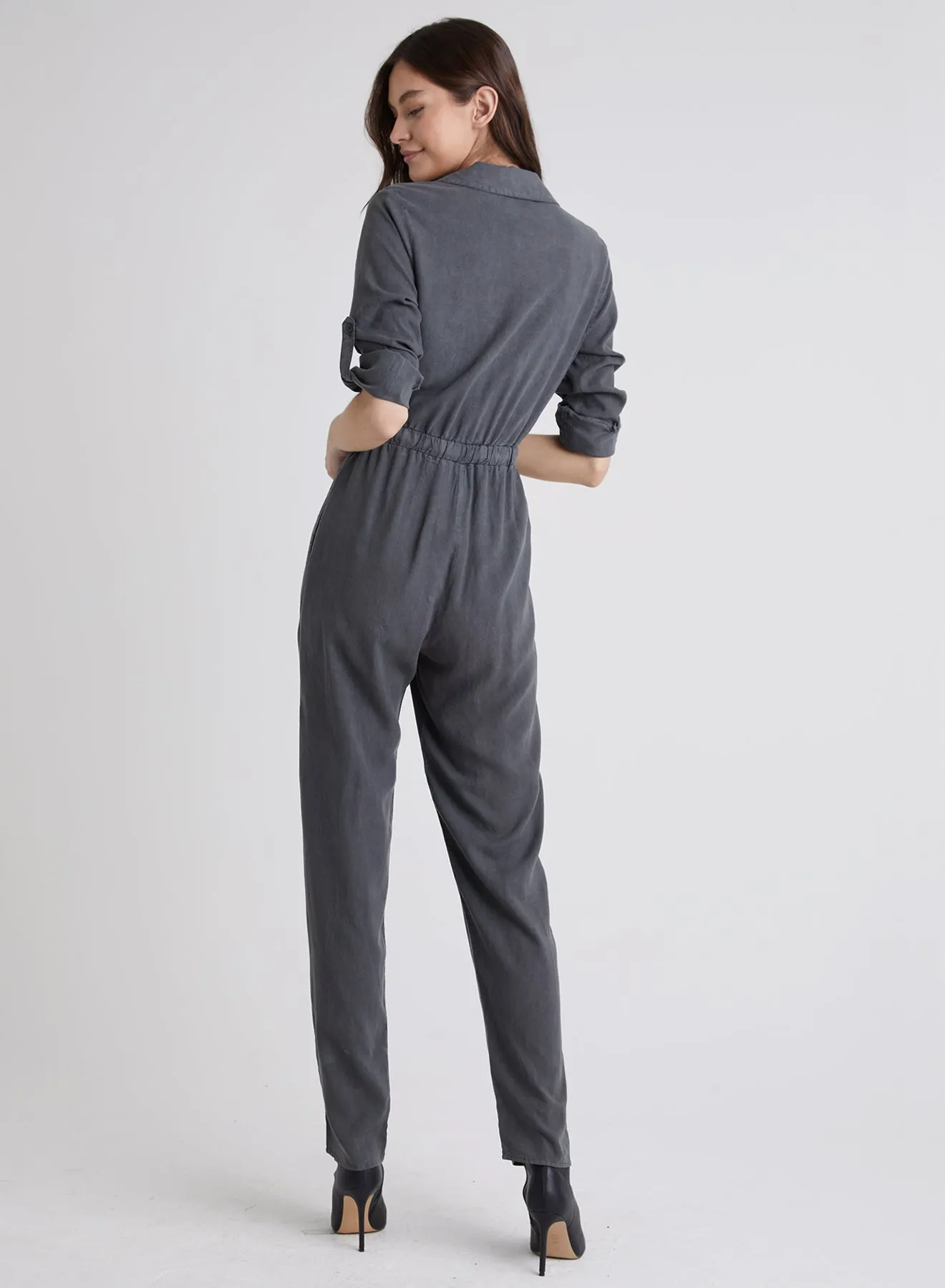 Anchor Roll Tab Sleeve Jumpsuit - Smoke Stack sold by Bella Dahl product image thumbnail 2