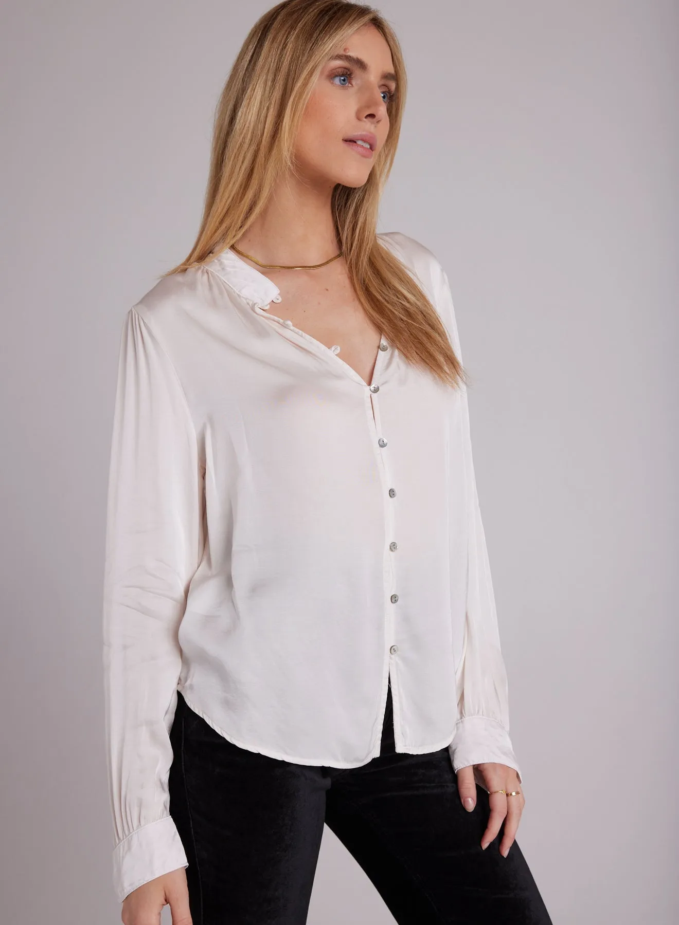 Satin Button Up Blouse - Soft Alabaster sold by Bella Dahl product image thumbnail 2