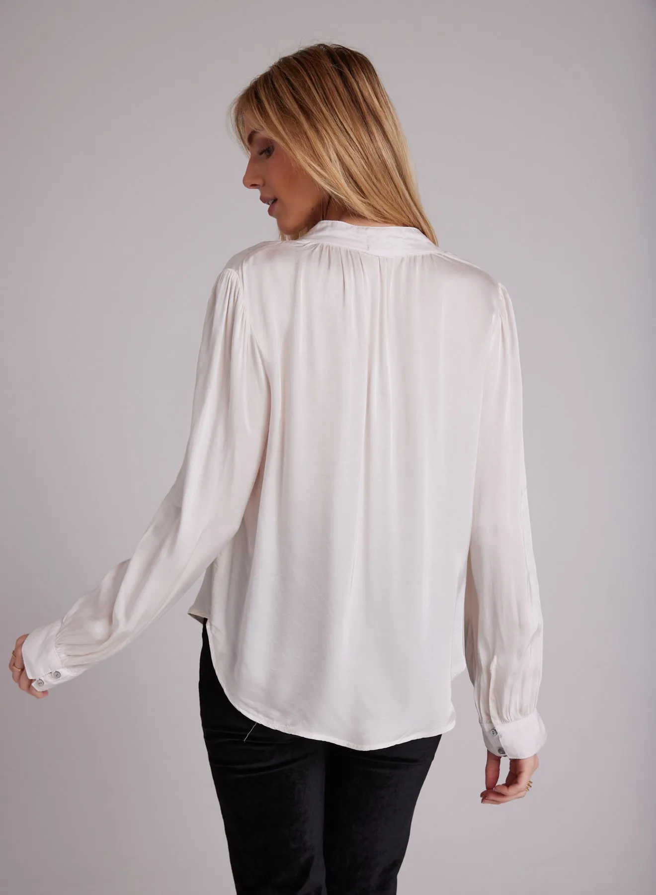 Satin Button Up Blouse - Soft Alabaster sold by Bella Dahl product image thumbnail 3