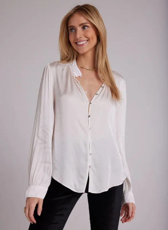 Satin Button Up Blouse - Soft Alabaster sold by Bella Dahl
