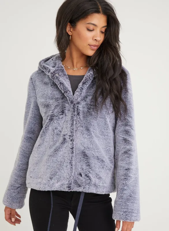Hooded Jacket - Navy Frost Faux Fur sold by Bella Dahl