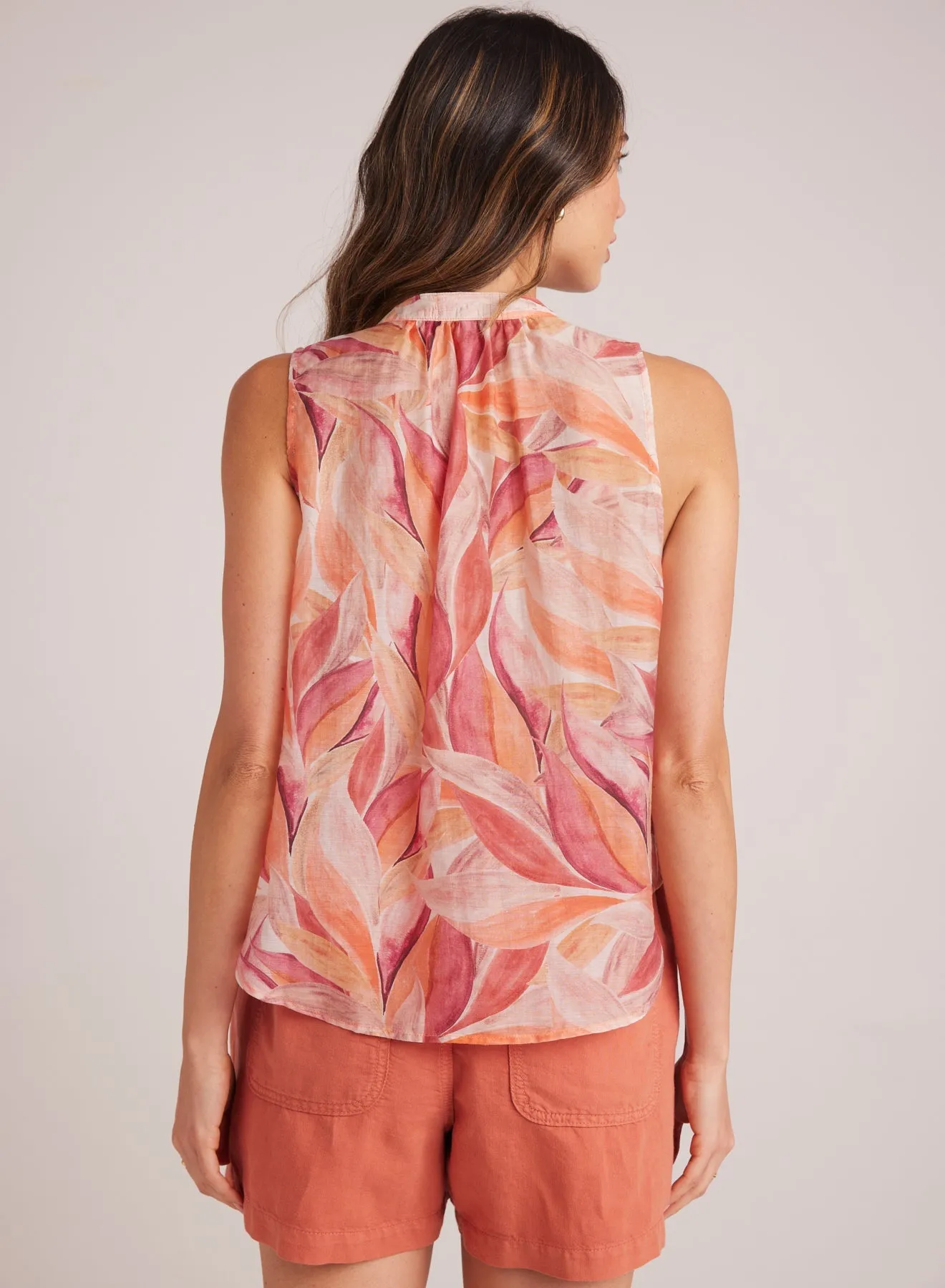 Sleeveless Shirred Shoulder Blouse - Painted Leaves Print sold by Bella Dahl product image thumbnail 2
