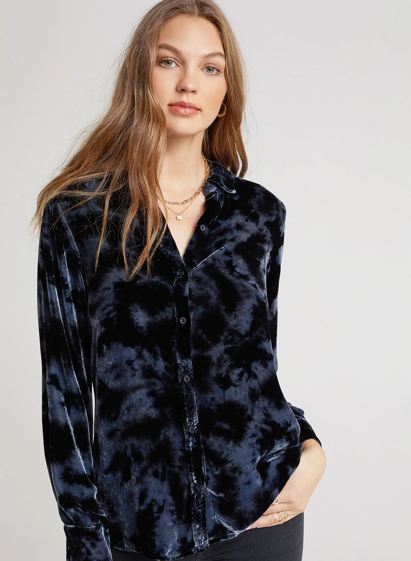 Contrast Halle Shirt - Black Crystals sold by Bella Dahl