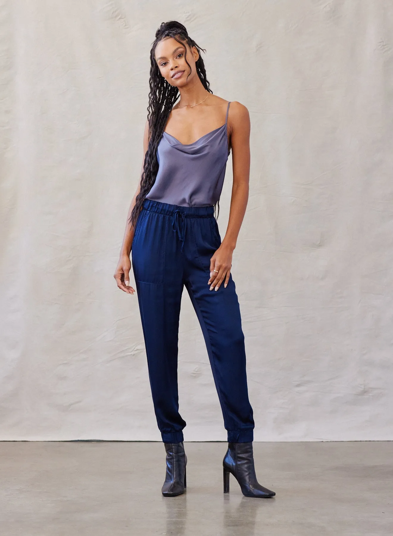 High Waist Silky Jogger - Dark Lake sold by Bella Dahl