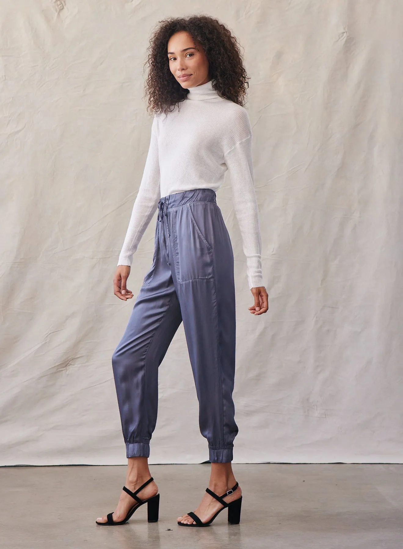 High Waist Silky Jogger - Smoke Shadow sold by Bella Dahl product image thumbnail 3
