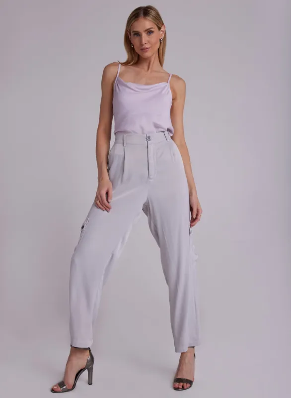 Satin Cargo Trousers - Silver Streak sold by Bella Dahl