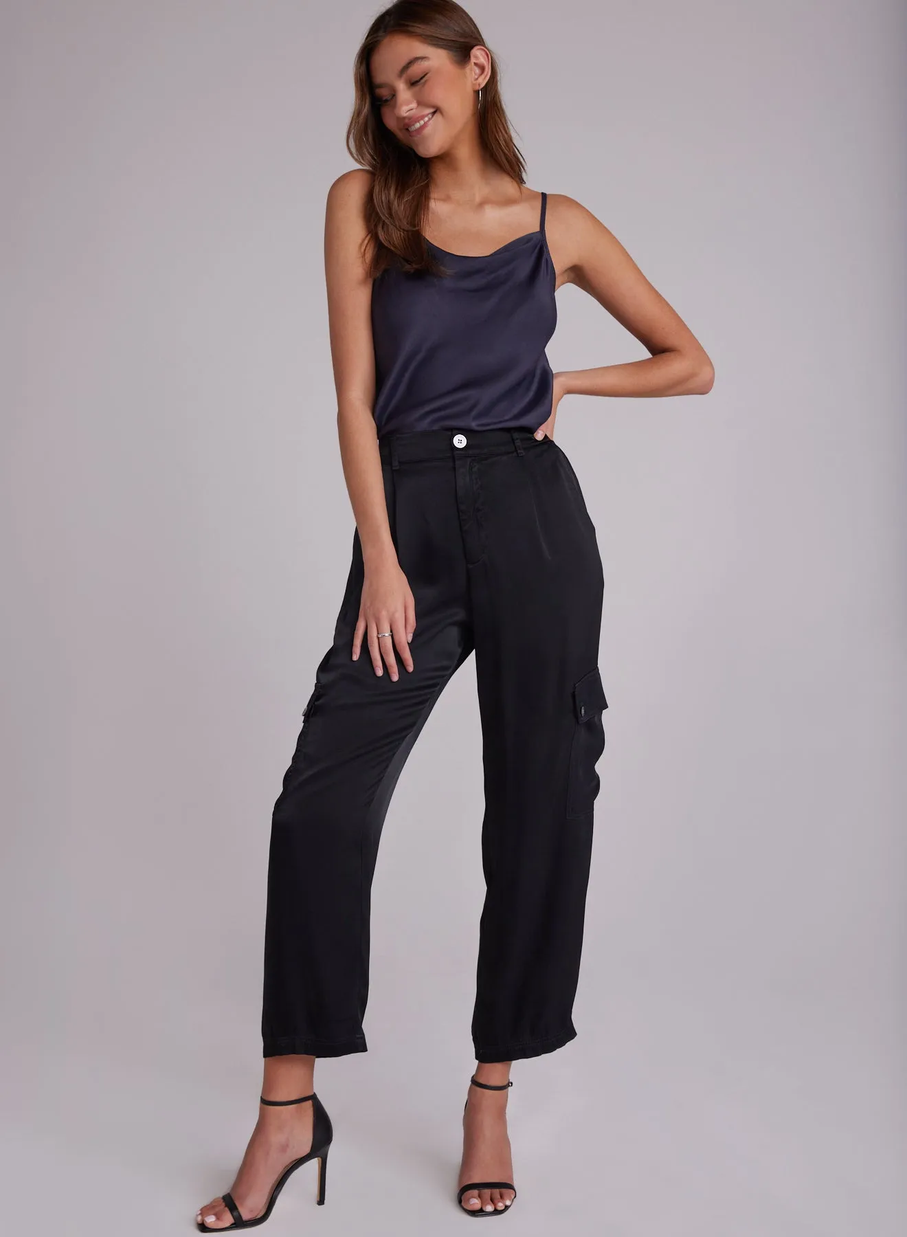Satin Cargo Trousers - Black sold by Bella Dahl