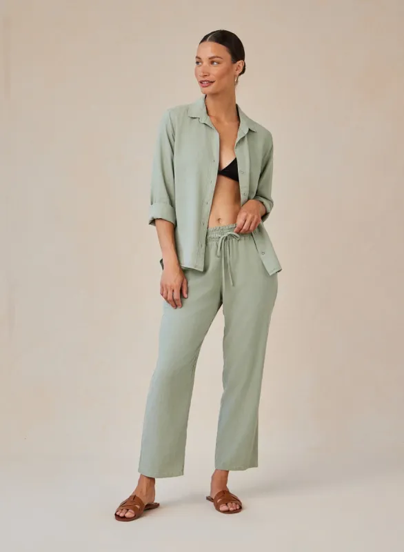 Smocked Waist Trousers - Olive Grove sold by Bella Dahl