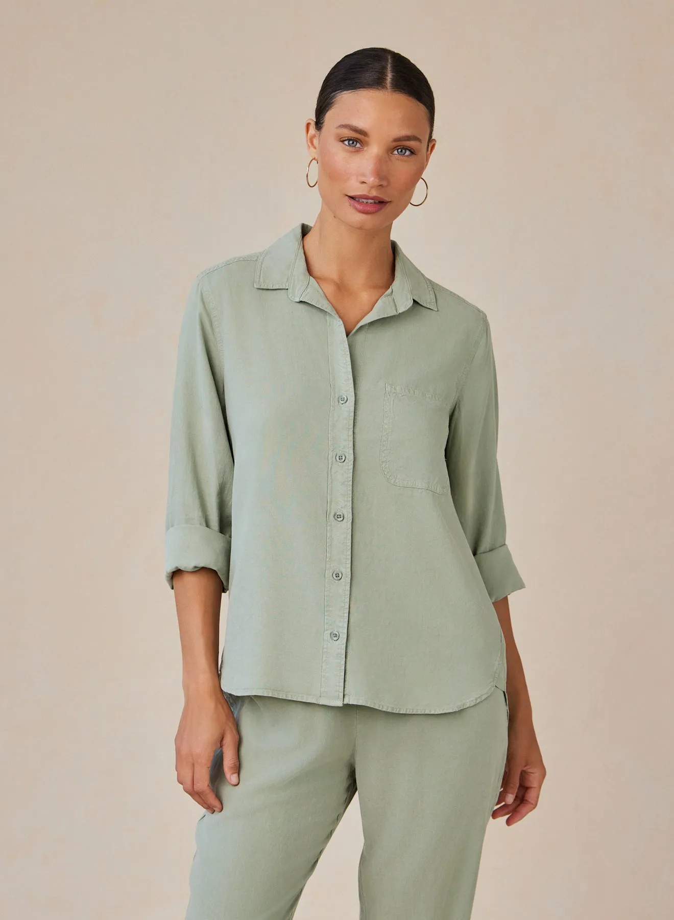 Shirt Tail Button Down - Olive Grove sold by Bella Dahl