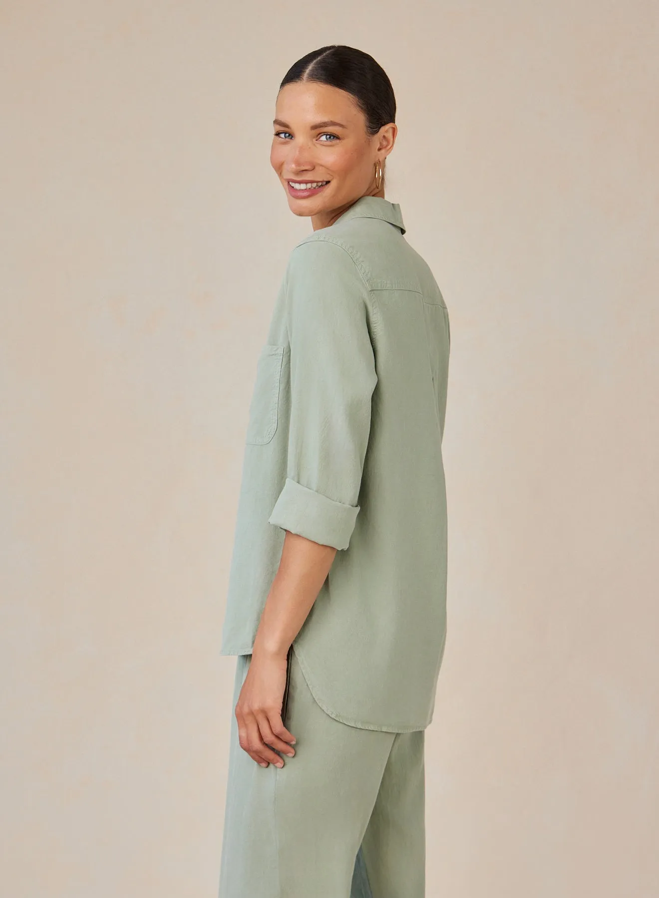 Shirt Tail Button Down - Olive Grove sold by Bella Dahl product image thumbnail 3