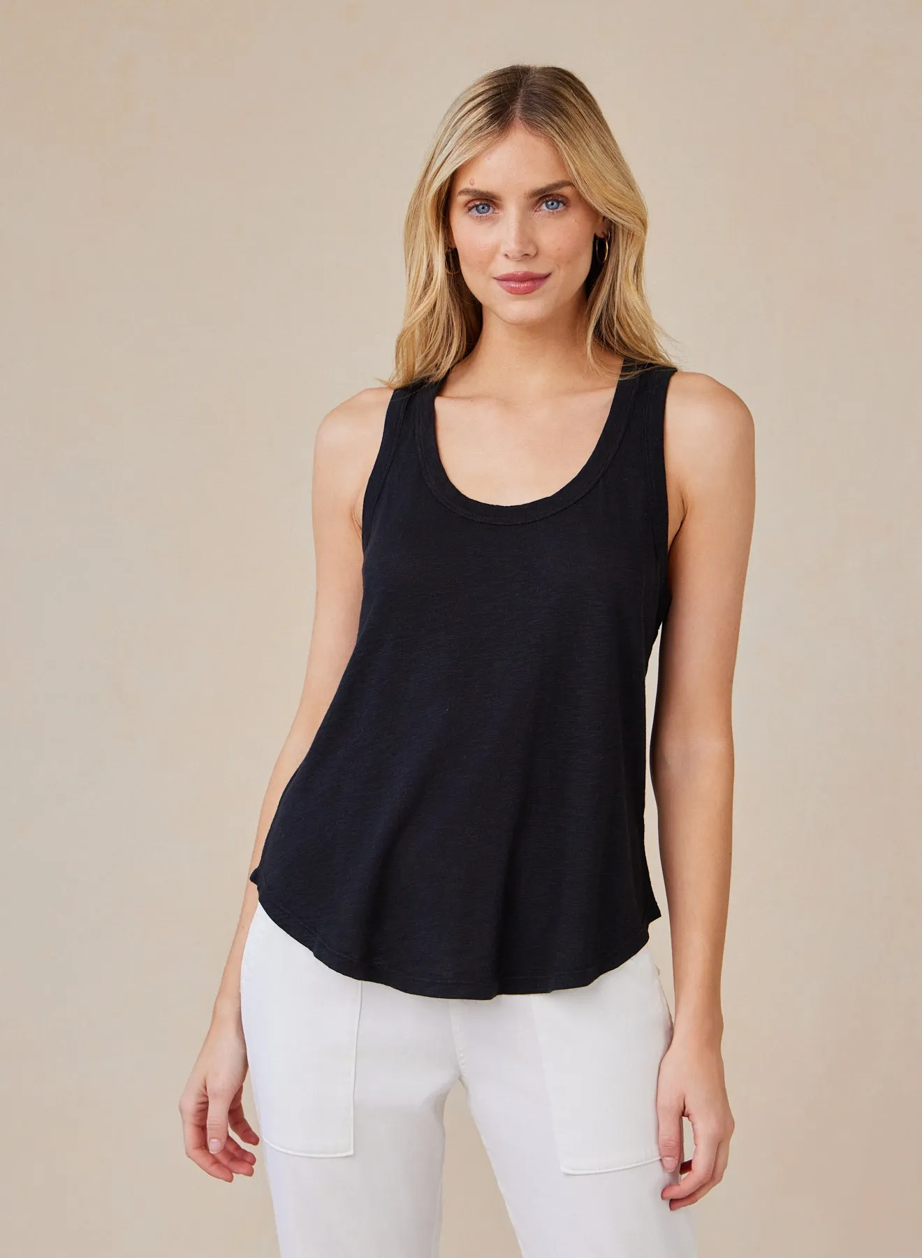 Scoop Neck Tank Top - Black sold by Bella Dahl