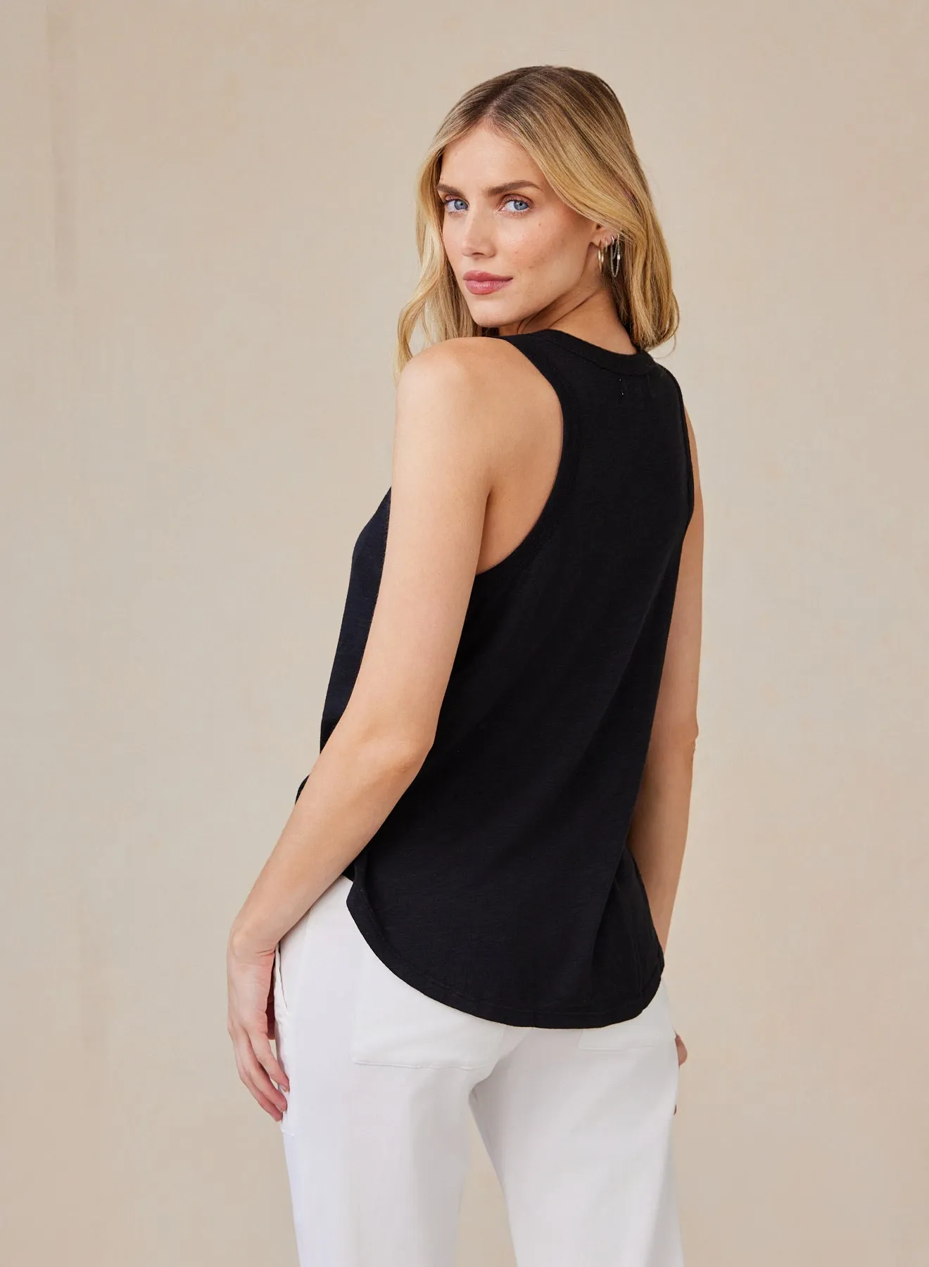 Scoop Neck Tank Top - Black sold by Bella Dahl product image thumbnail 2