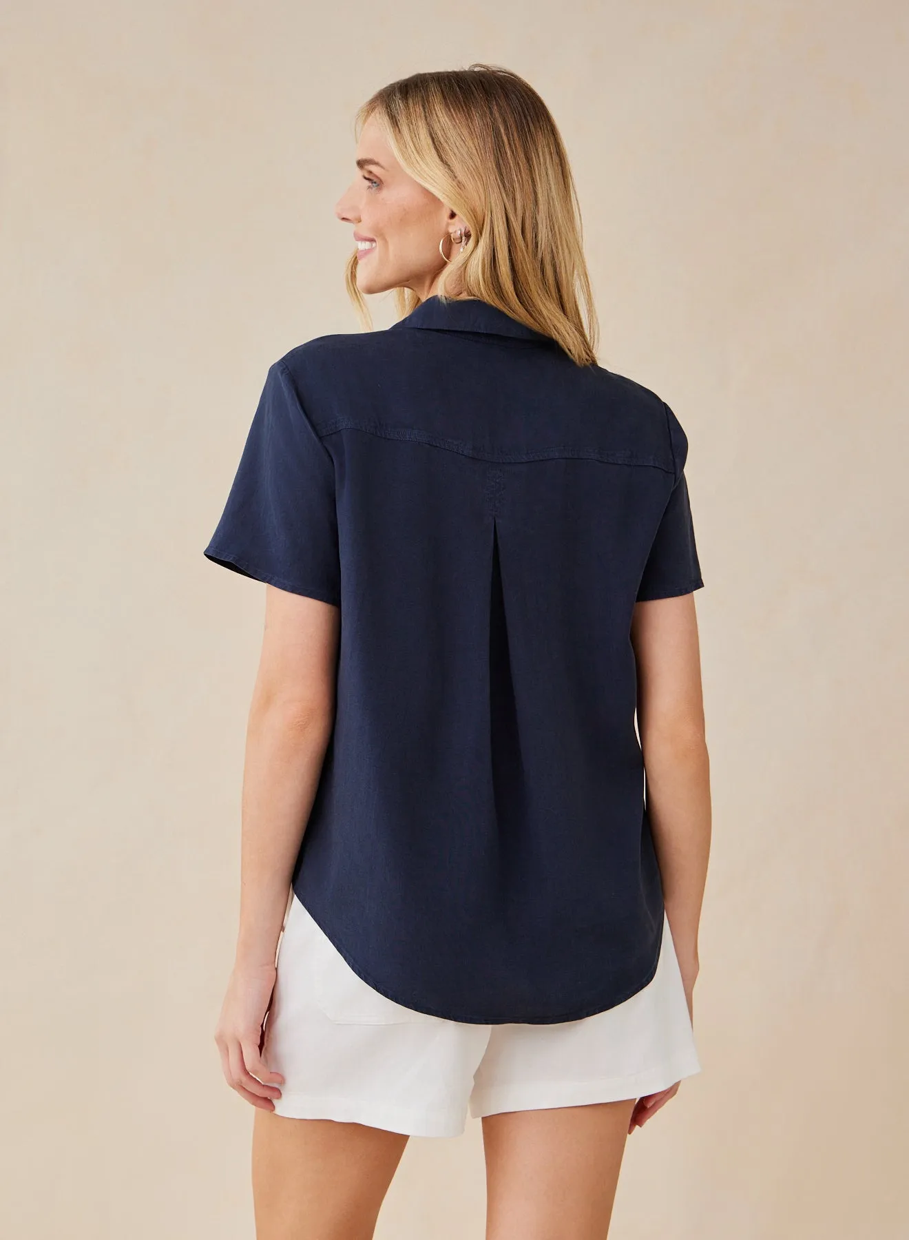 Short Sleeve Pocket Button Down - Endless Sea sold by Bella Dahl product image thumbnail 2