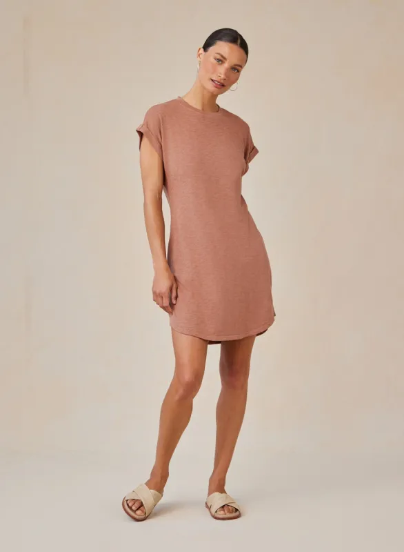 Roll Sleeve T-Shirt Dress - Terracotta Brown sold by Bella Dahl