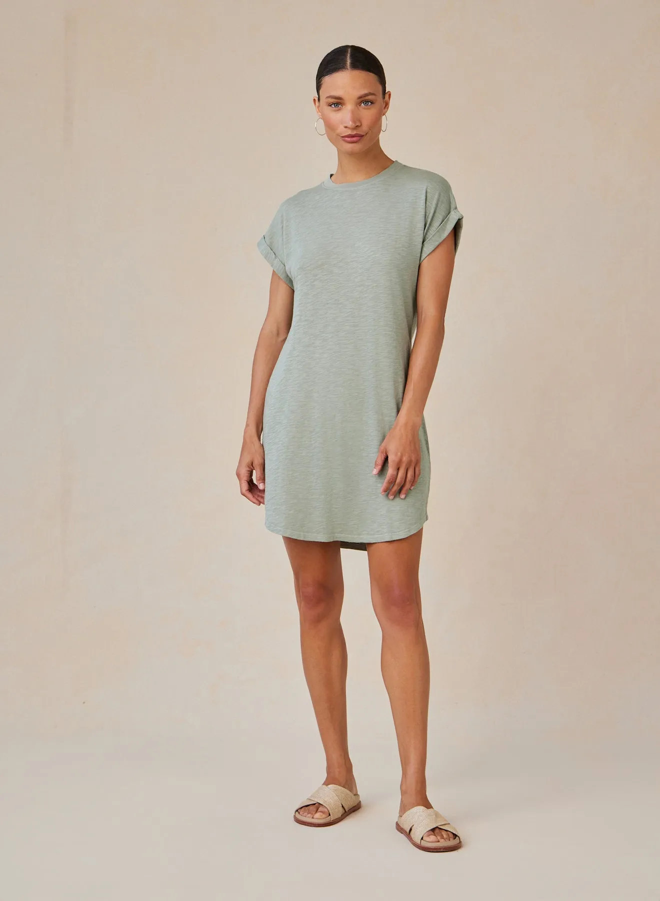 Roll Sleeve T-Shirt Dress - Olive Grove sold by Bella Dahl