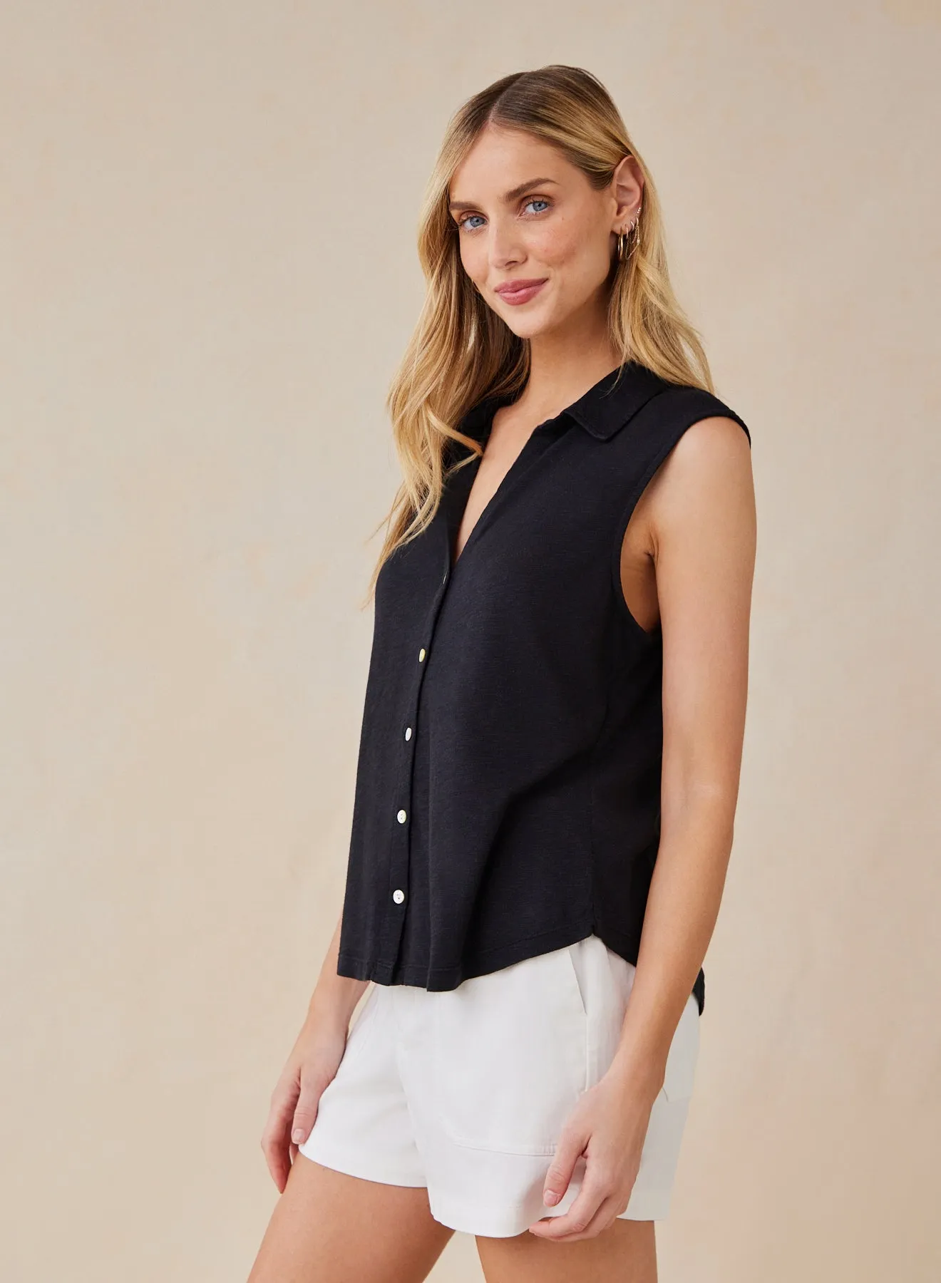 Sleeveless Button Front Top - Black sold by Bella Dahl product image thumbnail 3