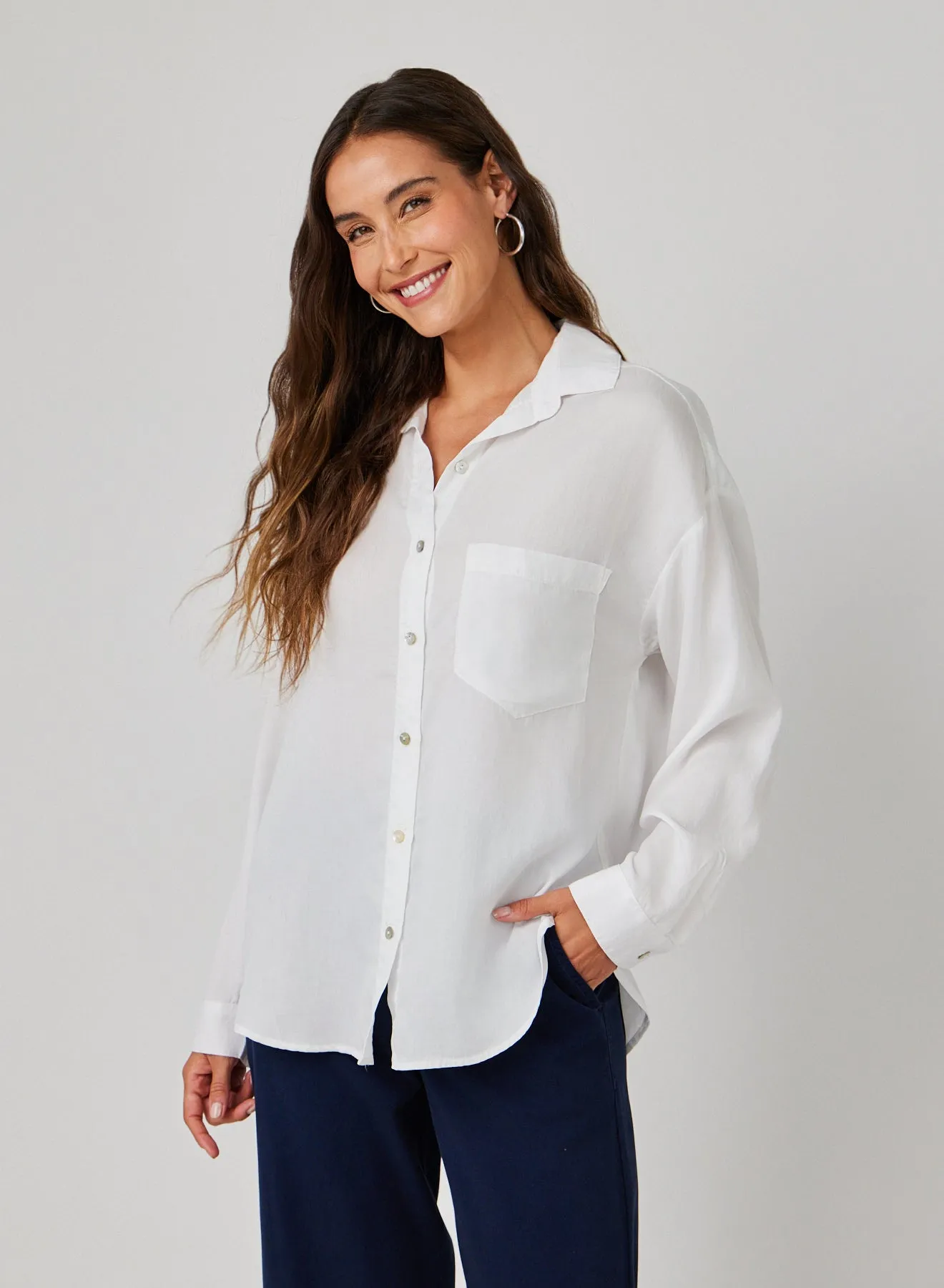 Pocket Boyfriend Shirt - White sold by Bella Dahl