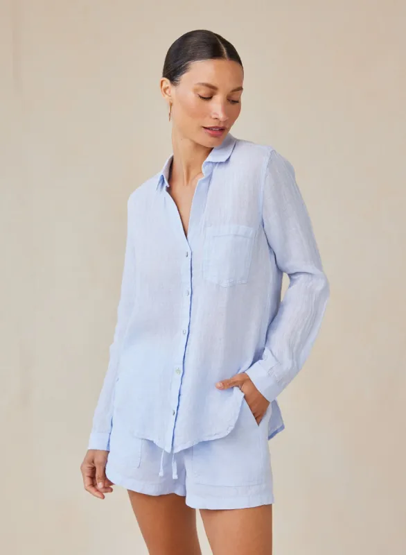 Linen Pocket Button Down - Perennial Blue sold by Bella Dahl