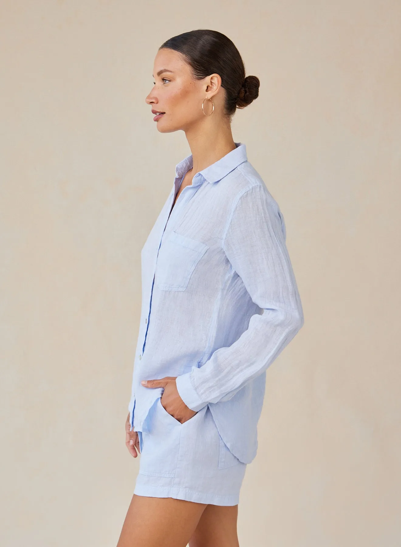 Linen Pocket Button Down - Perennial Blue sold by Bella Dahl product image thumbnail 3