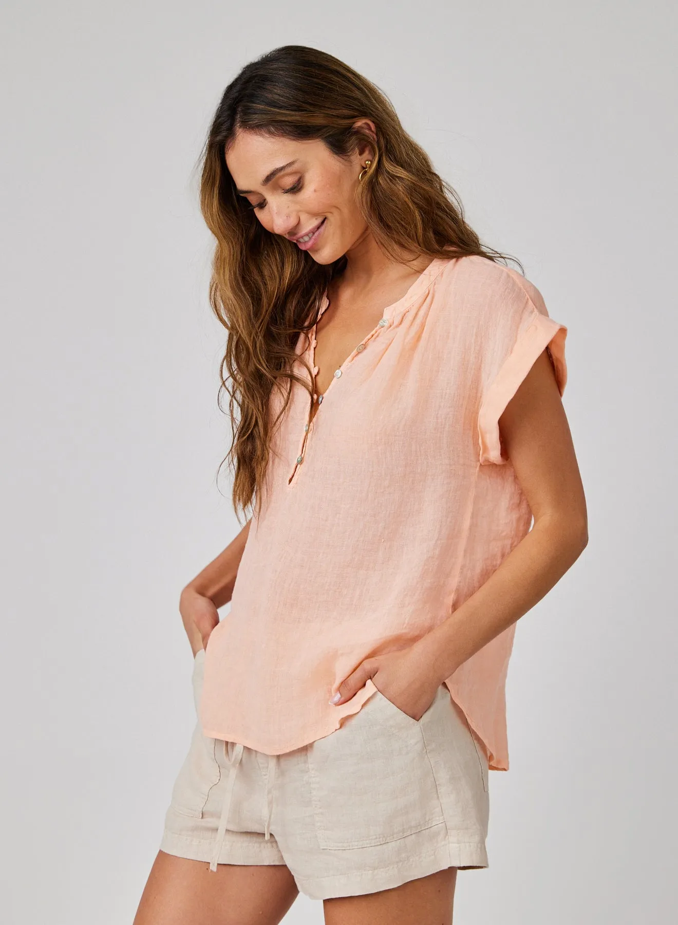 Linen Cap Sleeve Pullover - Peach Fizz sold by Bella Dahl product image thumbnail 3