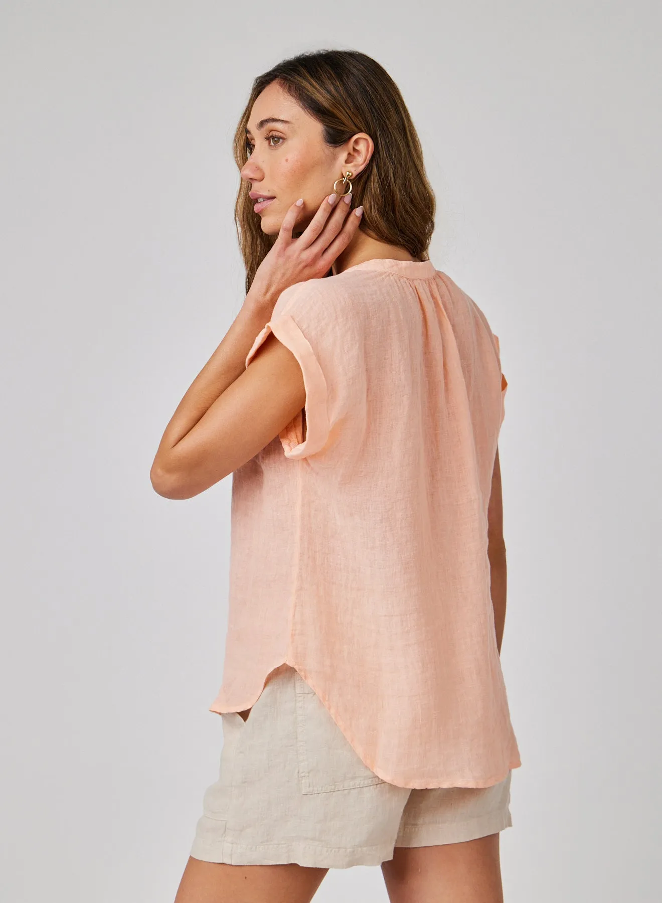 Linen Cap Sleeve Pullover - Peach Fizz sold by Bella Dahl product image thumbnail 2