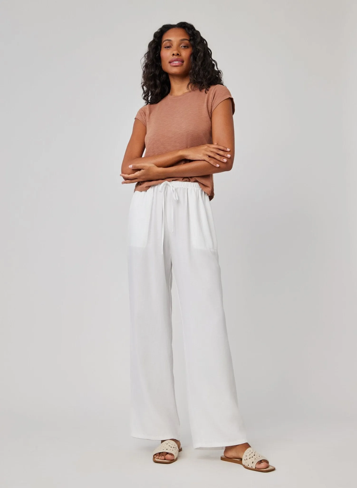 Kylie Wide Leg with Drawstring - White sold by Bella Dahl