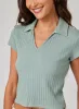 Collared Crop Top - Clean Sage sold by Bella Dahl