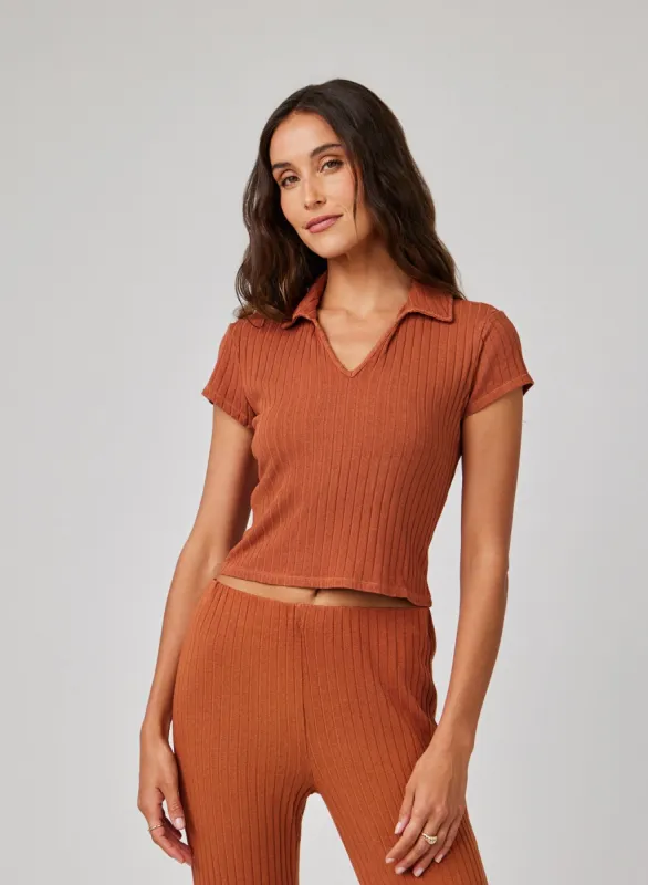 Collared Crop Top - Spring Brown made by Bella Dahl