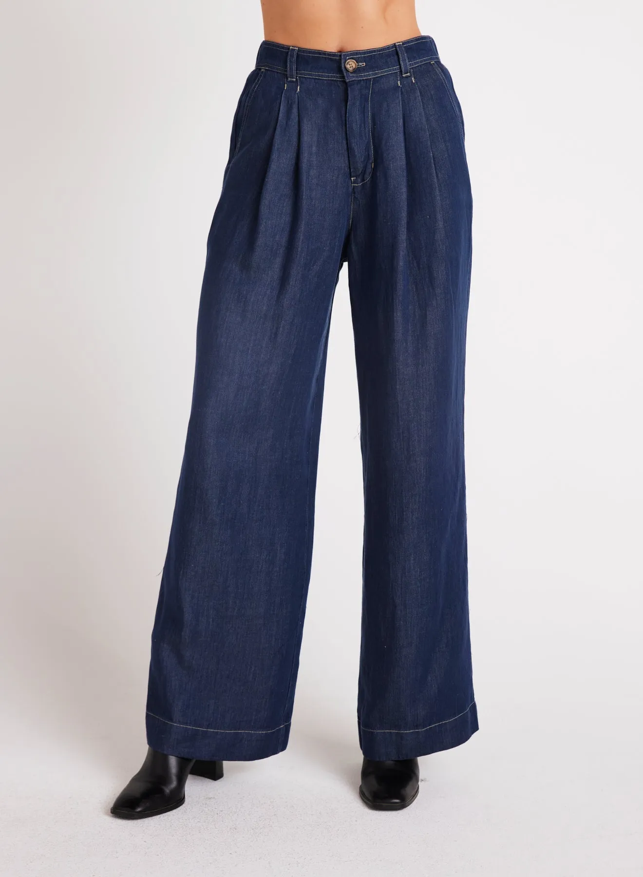 Pleated Wide Leg Pant - Dark Denim sold by Bella Dahl product image thumbnail 2