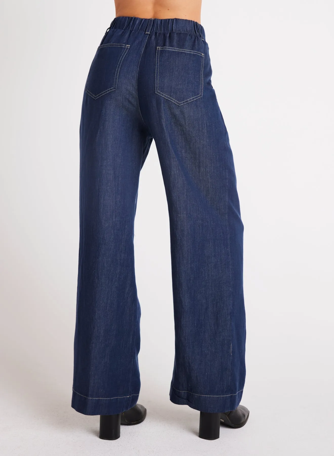 Pleated Wide Leg Pant - Dark Denim sold by Bella Dahl product image thumbnail 3