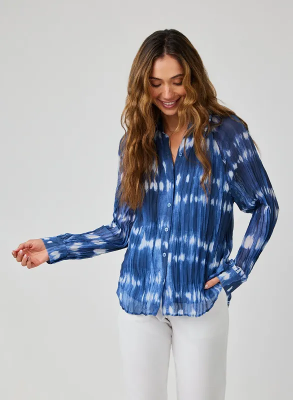 Pleated Raglan Sleeve Shirt - Ocean Tides Print sold by Bella Dahl