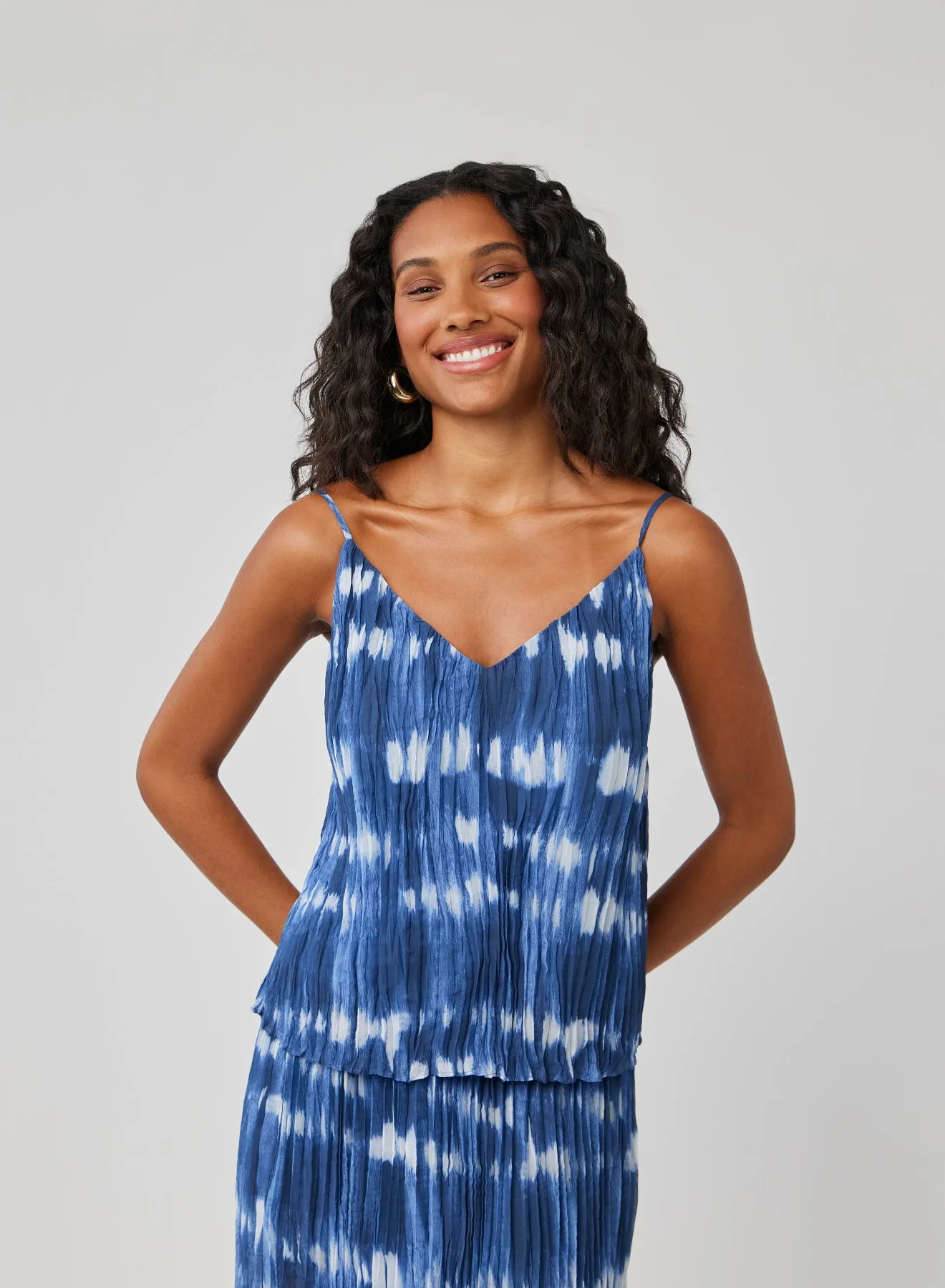 Sunburst Pleated Cami - Ocean Tides Print sold by Bella Dahl