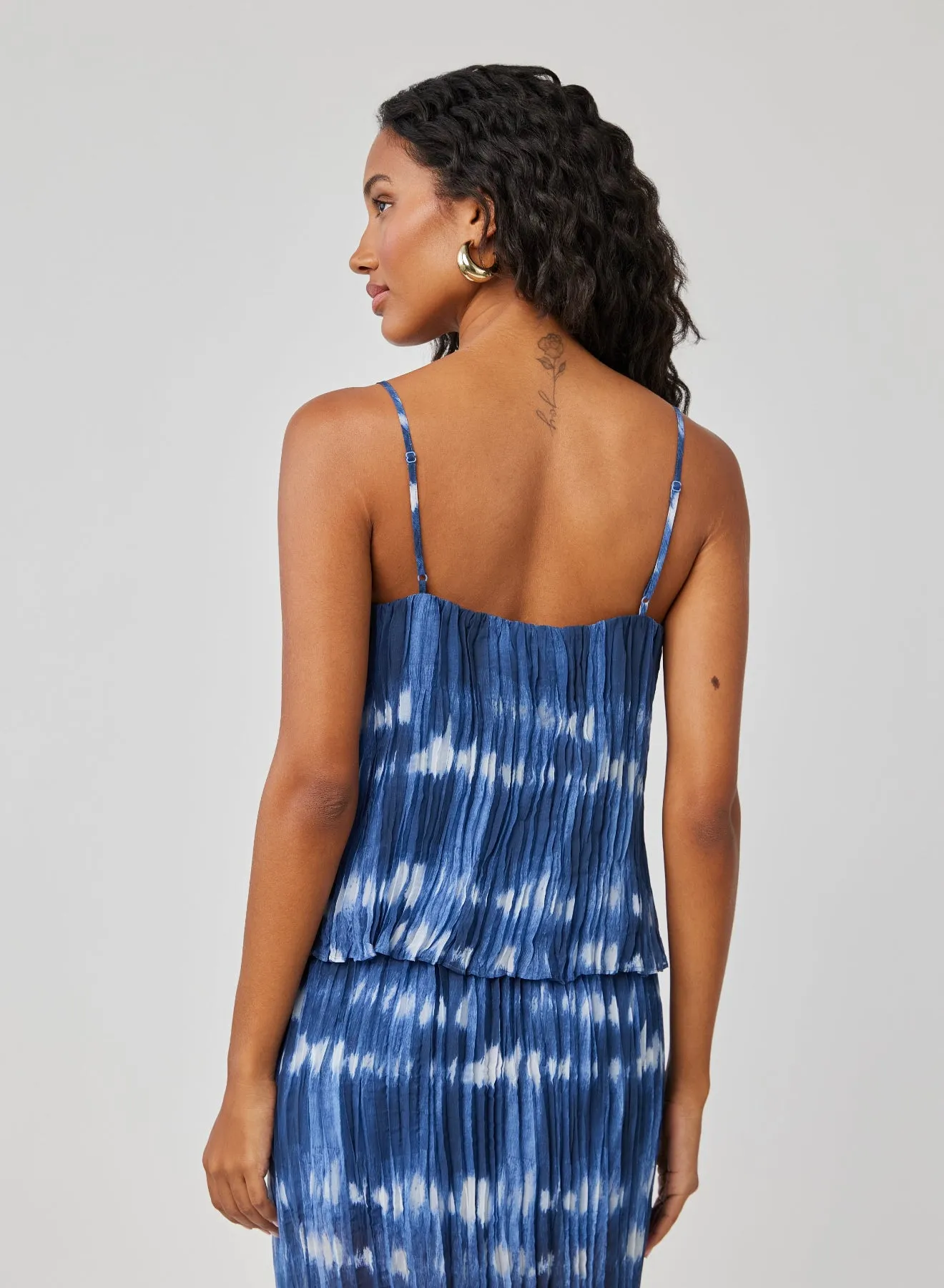Sunburst Pleated Cami - Ocean Tides Print sold by Bella Dahl product image thumbnail 3