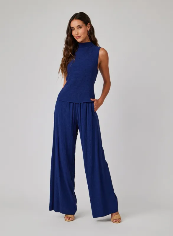 Clean Wide Leg Pant - Navy Coast sold by Bella Dahl