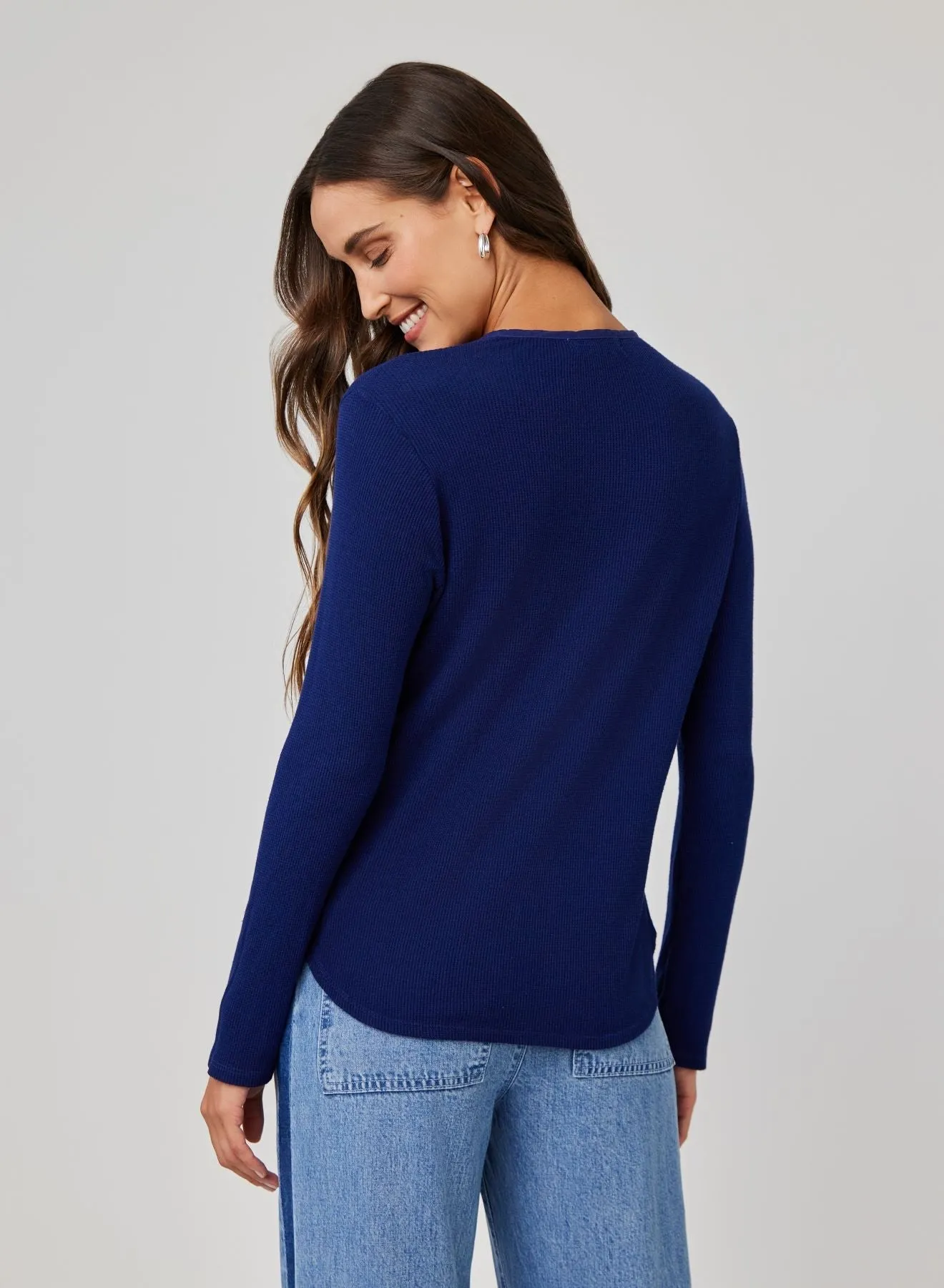 Long Sleeve Wide Placket Henley - Navy Coast sold by Bella Dahl product image thumbnail 2