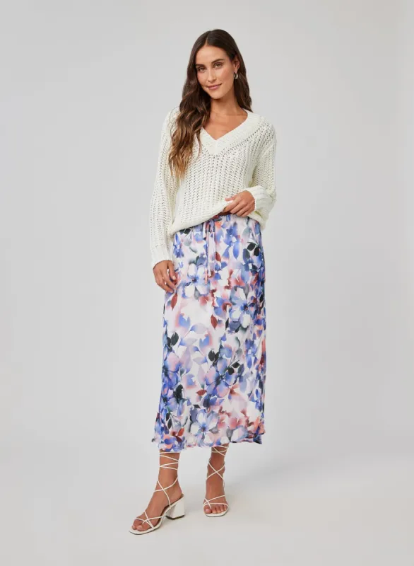 Petite Elastic Ruffle Waist Skirt - Magnolia Bloom Print sold by Bella Dahl