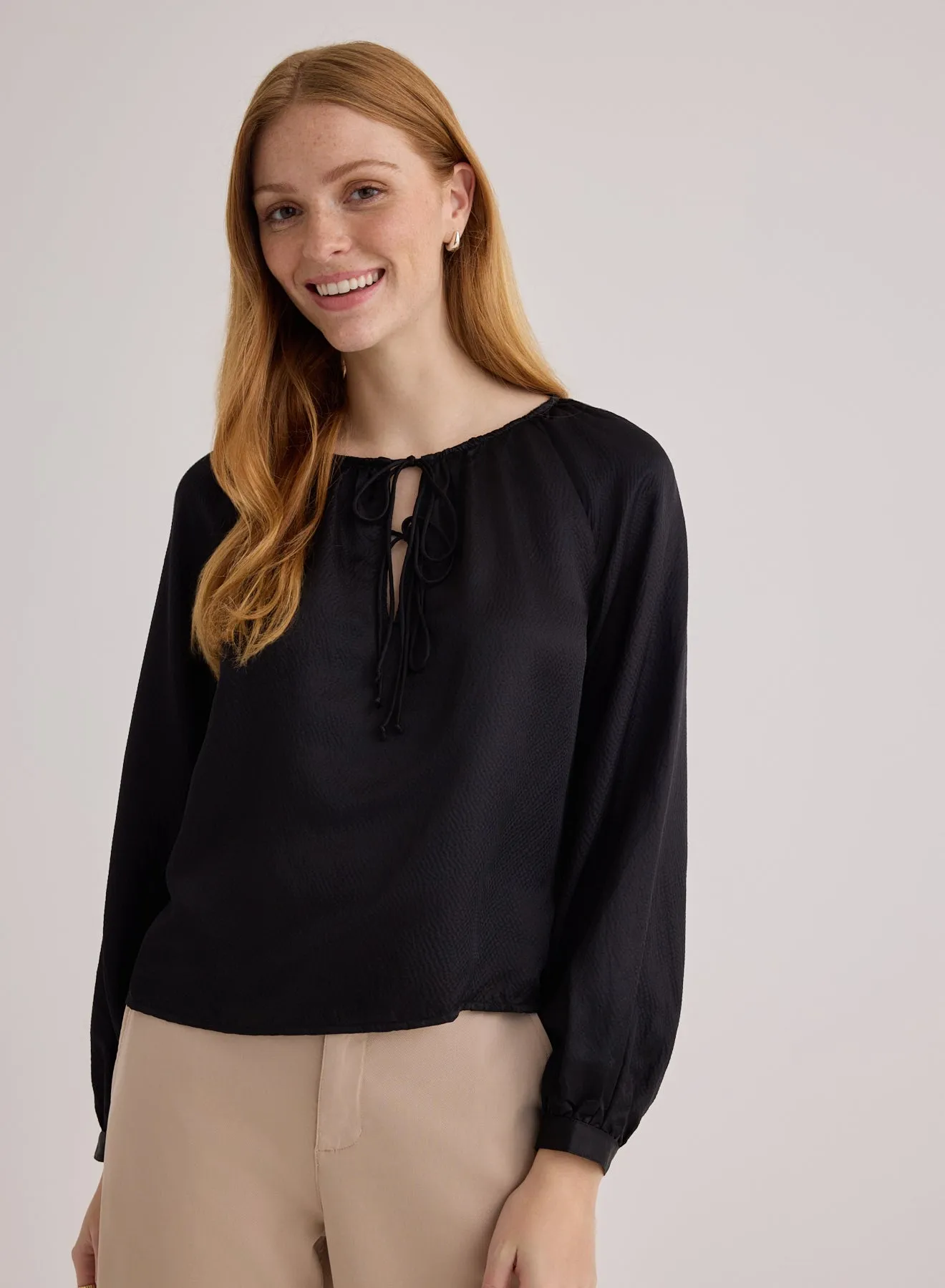Tie Neck Raglan Top - Black sold by Bella Dahl product image thumbnail 4