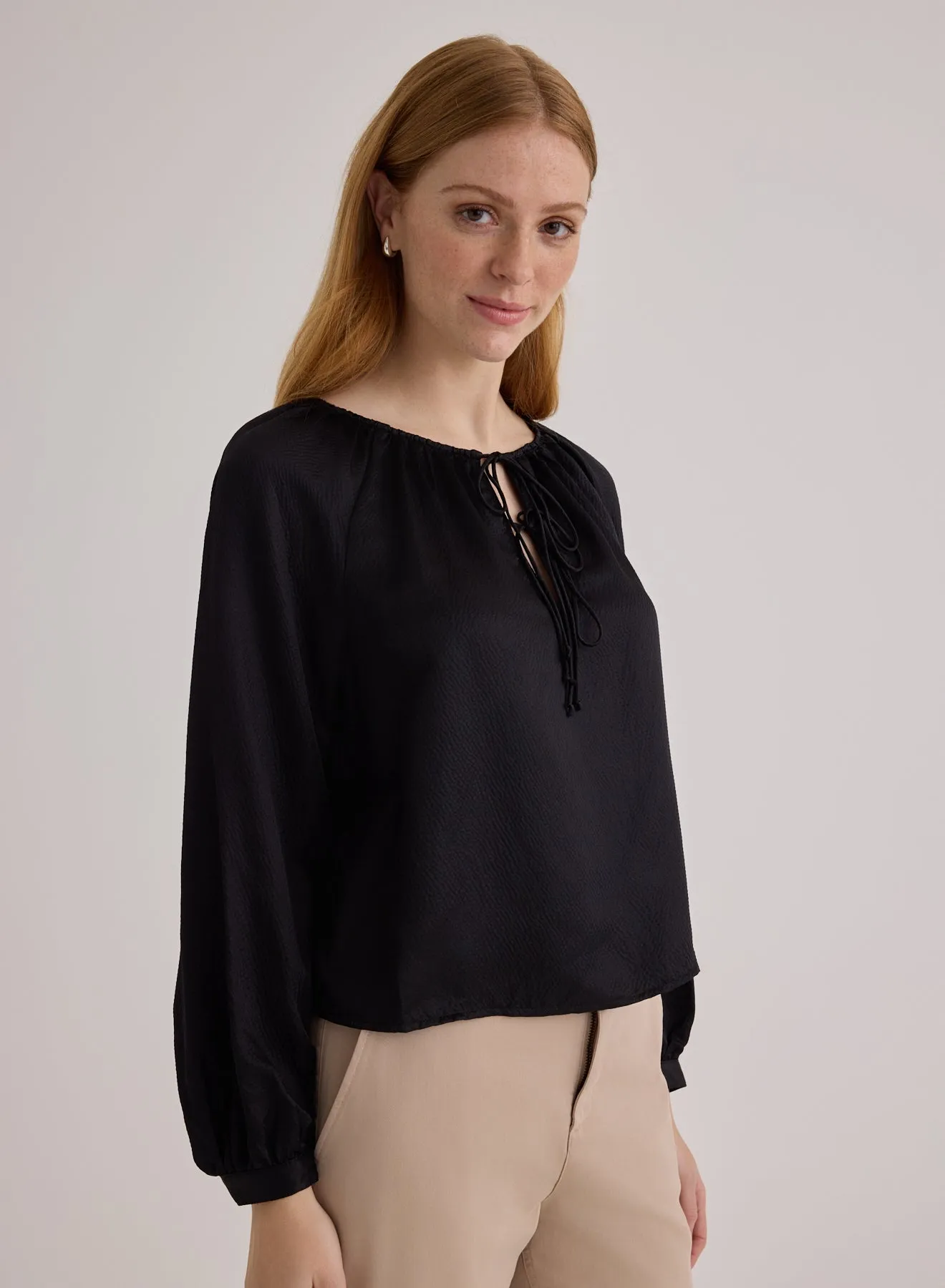Tie Neck Raglan Top - Black sold by Bella Dahl product image thumbnail 3