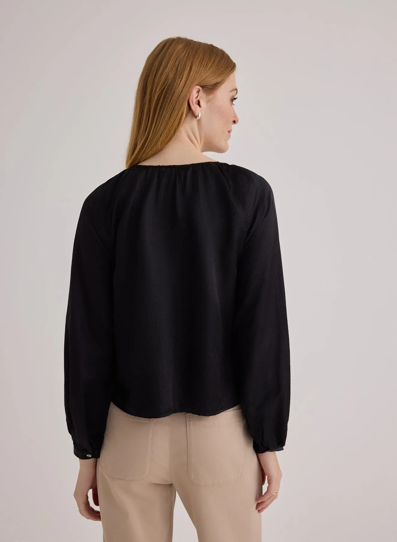 Tie Neck Raglan Top - Black sold by Bella Dahl product image thumbnail 2