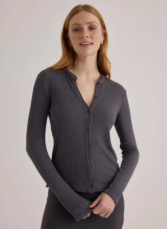Knit Slim Fit Button Down - Deep Stone sold by Bella Dahl