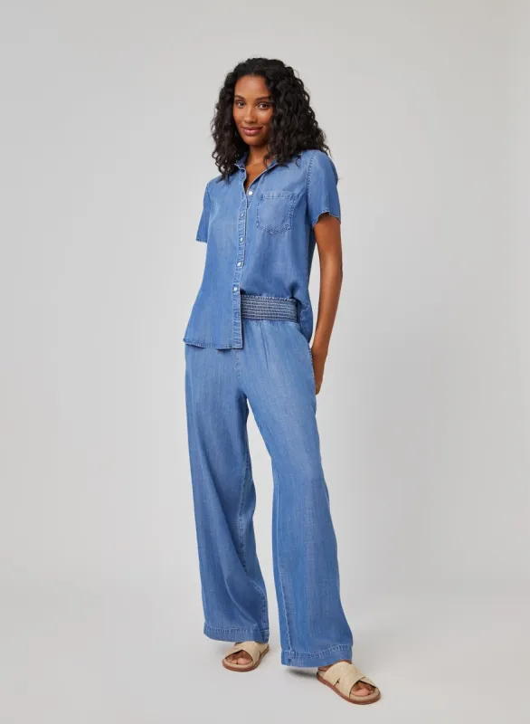 Smocked Waist Wide Leg Pant - Moonlit Haze Wash sold by Bella Dahl