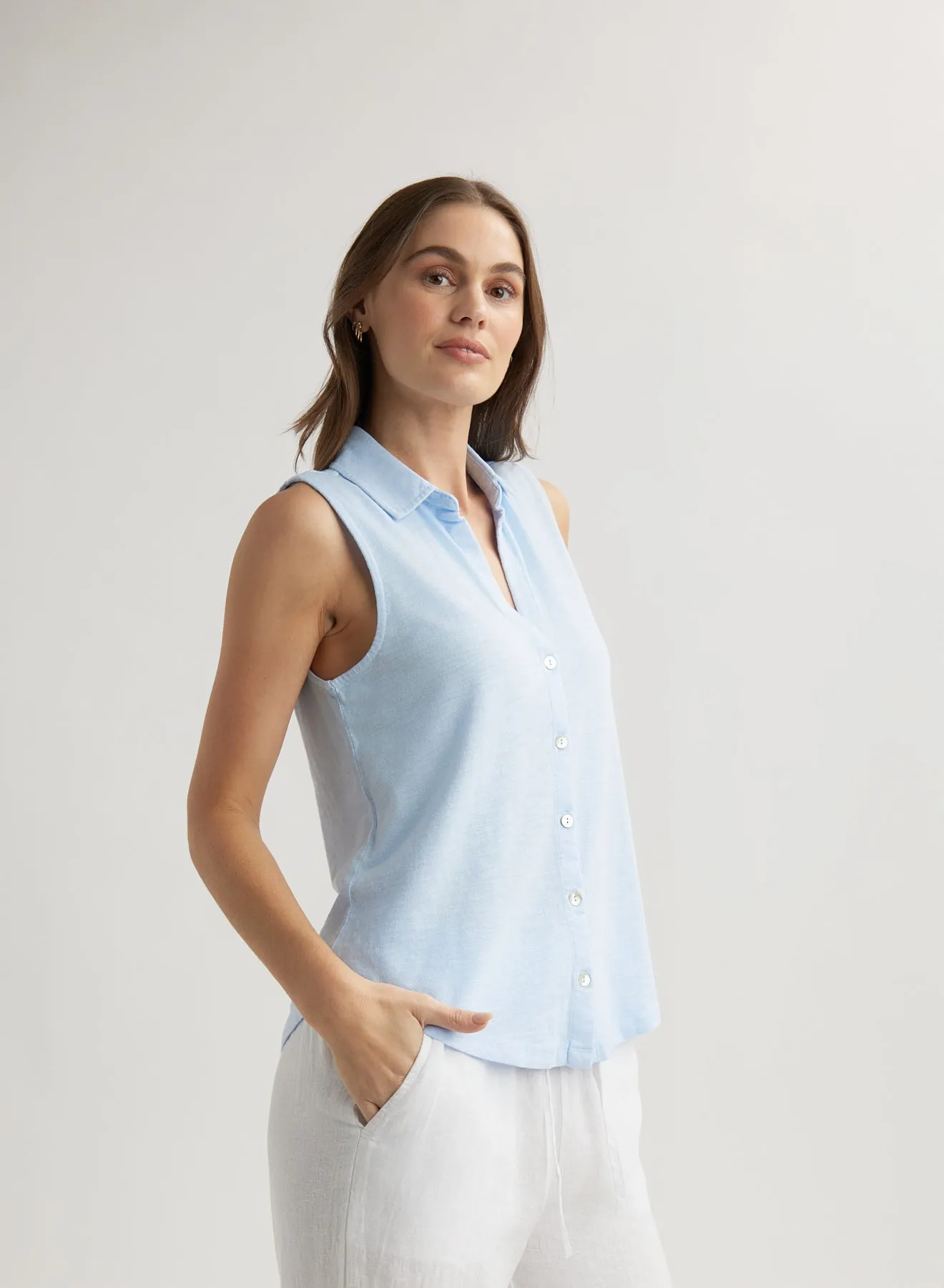 Sleeveless Button Front Top - Perennial Blue sold by Bella Dahl product image thumbnail 3